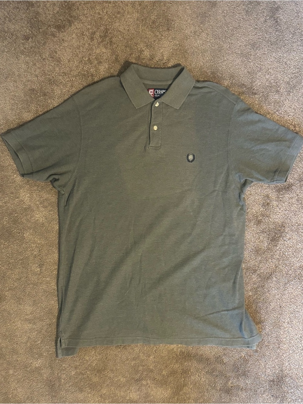 Chaps Ralph Lauren Men's Green Cotton Knit Polo Shirt Short Sleeve L